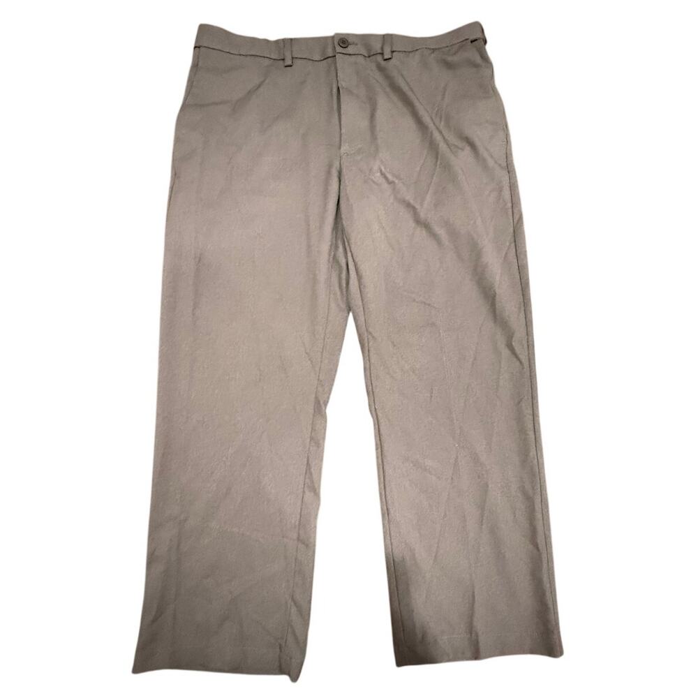 Haggar Cool Right Performance Flex Pants Men 40x29 Gray Classic Fit Chino Slacks